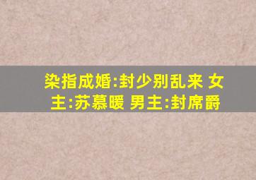 染指成婚:封少别乱来 女主:苏慕暖 男主:封席爵